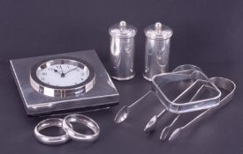 A small collection of silverwares including pair of pepper pots, Birmingham hallmark, circa 1922-23,