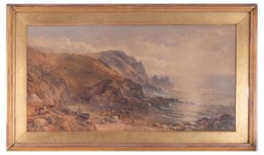 A 19th century watercolour 'Smugglers Cove' indistinctly dated and signed '1863', 44cm x 88cm,