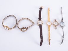 A ladies vintage gold cased and rolled gold Renown wristwatch together with seven others (6).