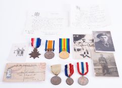 A set of Great War medals awarded to 34964 SJT.E.L.WATT.R.A., three Sobriety medals, India and