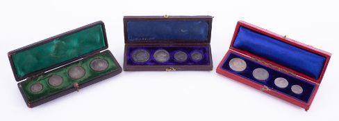 Three Queen Victoria Maundy sets, each comprising four coins, 1871, 1890 and 1896. (3).
