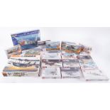 A mixed lot of brass figure of aeroplanes, Matchbox Super Marine Stranraer also a signed '