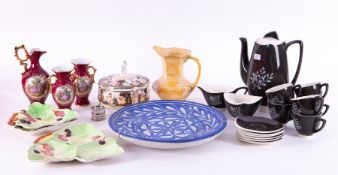 A collection of mixed china wares to include three Limoges vases, a silver napkin ring, Birmingham