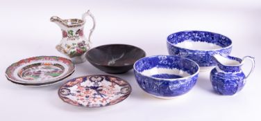 A mixed collection of china wares including a signed Art Studio bowl by C.G. dated 1988, etc.
