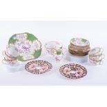 A collection of Minton green and white pattern china set comprising six cups, six saucers, six