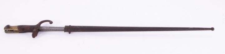 A 19th century military bayonet with inscription dated 1878, length including handle 64cm.
