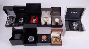 Ten various fashion ladies and gent's watches including Fusion, Bulova, Lorus, AV-8, etc, also three