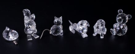 Swarovski Crystal Glass, small collection including 'Dog', 'Cat', 'Squirrel' etc (Bear arm off, Duck