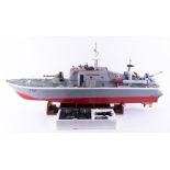 Remote Control, a scale model of boat 'Brave Borderer' with controller, length approx 125cm.