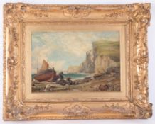 Edward William Cooke R.A. (1811-1880) 'Seascape' oil on canvas, 26cm x 36cm, in original gilt