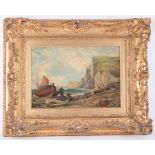 Edward William Cooke R.A. (1811-1880) 'Seascape' oil on canvas, 26cm x 36cm, in original gilt