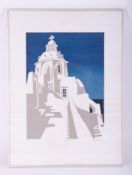 Geoffrey Lintott, a signed limited edition print 'Santorini 1' 7/25, 52cm x 38cm, framed and