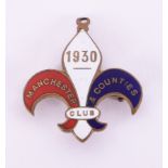 A silver and enamel badge inscribed Manchester & Counties Club 1930 on the reverse 661, made by