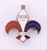 A silver and enamel badge inscribed Manchester & Counties Club 1930 on the reverse 661, made by