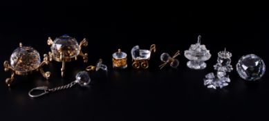 Swarovski Crystal Glass, small collection including 'Candlestick', 'Birthday Cake' etc.