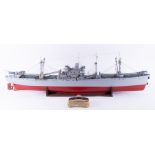 Remote Control, a scale model of a boat 'James Blair' with controller, length approx 134cm.