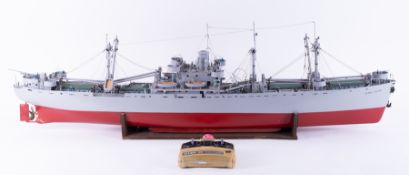 Remote Control, a scale model of a boat 'James Blair' with controller, length approx 134cm.