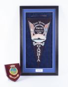 H.M.S. Gambia pendant frame together with ships plaque (H.M.S. Gambia was present on the 2nd