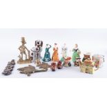 A collection of ornaments to include brassware, Cottage ware, Staffordshire dog, figurines etc.