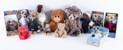 A large collection of teddy bears including a large Charlie bear 'Asia' (CB131364), six Meerkats etc