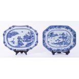 Two 19th century Chinese blue and white porcelain platters, the largest 37cm (2).