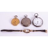 Three pocket watches including an 18k yellow gold pocket/fob watch inscribed inside 'Examined by