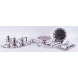 A collection plated wares including a small silver bon bon dish etc.
