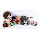 A collection of teddy bears including a large green Charlie bear 'Brunswick' (CB124991), small