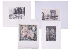 A collection of various etchings including by Peter Ford, Newton Watson, 19th century view of