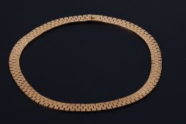 A 9ct yellow gold textured collar style necklace, length 16 3/4", 41.48gm.