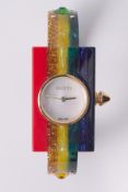 Gucci, a vintage Gucci web rainbow ladies bangle watch with mother of pearl dial and multi-