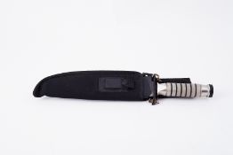 A divers knife, length 37cm with scabbard and outer holder.