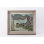 Garlick Barnes (1891-1987) oil on board, cottage scene, signed, 31cm x 38cm.