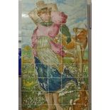 A set of 45 Minton tiles depicting the milkmaid in a landscape scene, tiles stamped Minton and