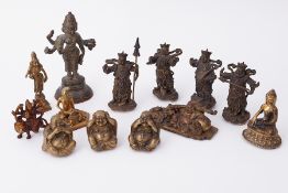 A collection of brass/bronze Asian figures (13).