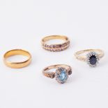 A mixed lot to include a 22ct yellow gold wedding band, 5.11gm, size M, an 18ct yellow gold ring set
