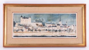 Jeremy King (1933-2020) 'River Scene' oil on board, circa 1970's, signed and dated 67cm x 22cm x