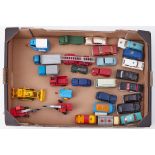 A collection of 29 model vehicles, including Matchbox no 15 Kent fire brigade truck, several