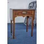 A Georgian mahogany drop flap side table fitted with a single drawer, depth 44cm.