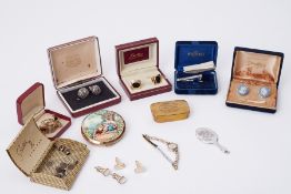 A mixed lot including a silver miniature hand mirror, Rotary wristwatch, New York Bremen Captains