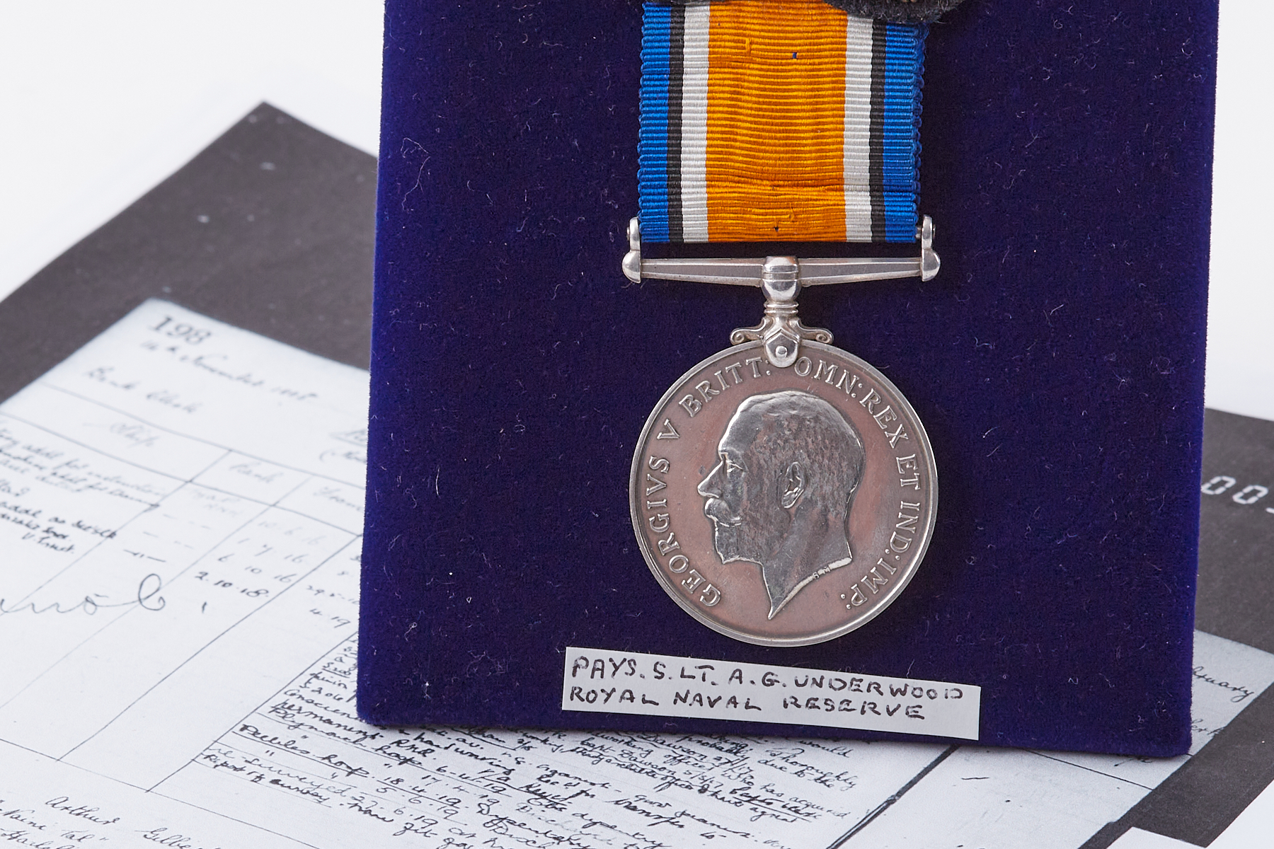 British War Medal to Paymaster Sub Lieutenant Arthur Gilbert UNDERWOOD RNR. WW1 service on HM