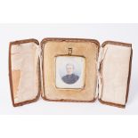 A painted portrait miniature in fitted case.