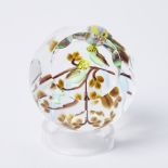 A Perthshire budgie paperweight depicting a pair of wild budge's set in a natural habitat, with
