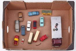 Collection of 13 diecast model vehicles including large Triang flat bed truck, 2 Dinky 290 '