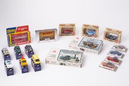 Assortment of boxed models by Corgi, Majorette, Lledo and Dinky along with 2 Hales plastic model