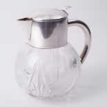 A 1930's silver plated and glass lemonade jug, height 23cm.