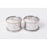 Two Victorian silver napkin rings William Evans circa 1884, approx 2.20oz.