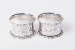Two Victorian silver napkin rings William Evans circa 1884, approx 2.20oz.