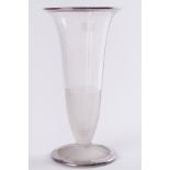 A silver overlaid etched glass vase, height 28cm.