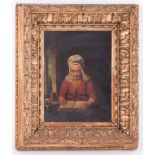 G.S.S. Von Os, 'Lady With Bible' oil on canvas laid on board, 25cm x 18cm, in original gilt frame.
